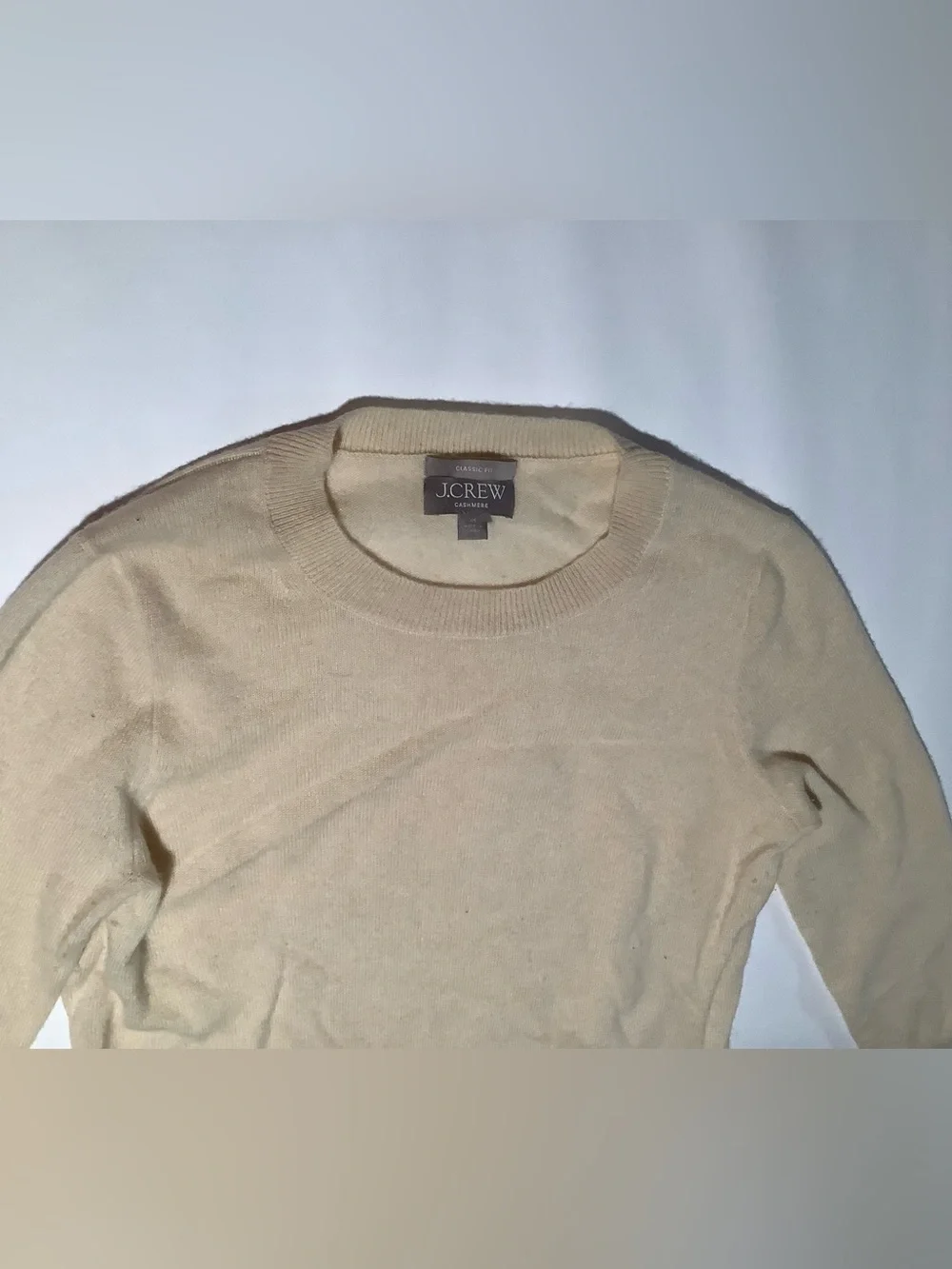 J. CREW 100% Cashmere Sweater Everyday Long Sleeve Pale Yellow Size XS
